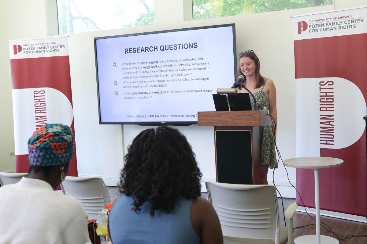 A Human Rights Student Presenting Research at a Pozen Symposium 